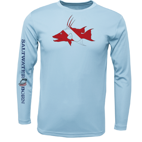 Reel Fishy Cotton Long Sleeve Shirts- Redfish, Crab, Octopus, Snook, Hogfish, Tarpon XL / Crab Navy
