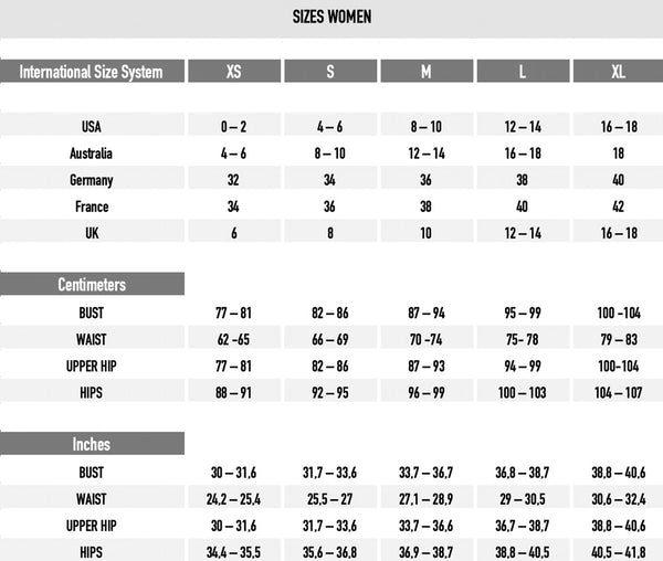 Size Chart Women