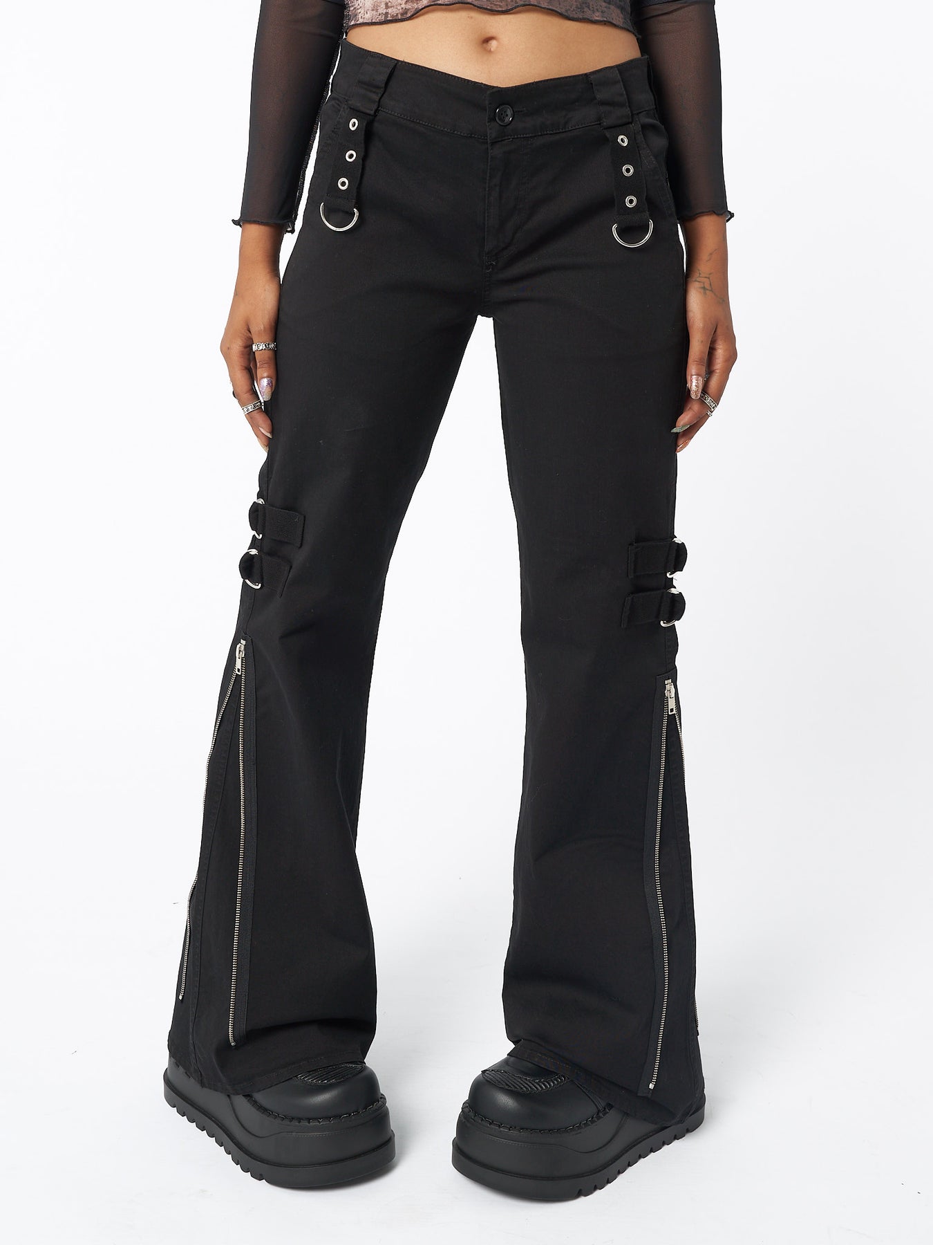 Black Rave Zip Pants | Minga EU