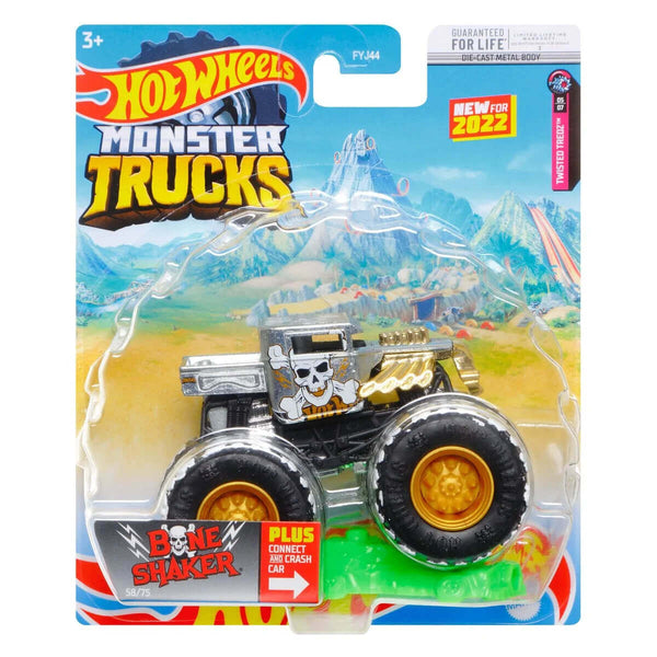 Hot Wheels Monster Trucks, 1 Toy Truck in 1:64 Scale & 1 Crushable Car  (Styles May Vary)