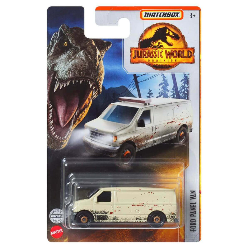 Matchbox 2022 Jurassic World Dominion (Mix 4) 6-Piece Bundle 1:64 Die-Cast Vehicles, Ford Panel Van