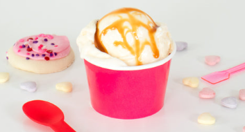 Salted Carmel Ice Cream in Pink Cup