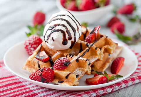 Waffle Sundae, Celebrating Ice Cream for Breakfast Day in Your Ice Cream Shop