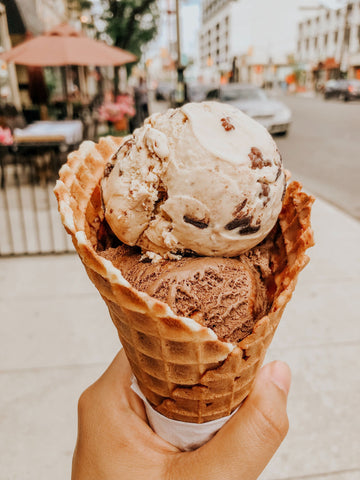 Ice cream cone in hand