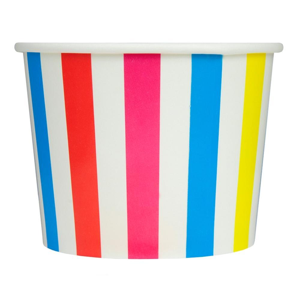 16oz Striped Rainbow PINT containers with non-vented lids