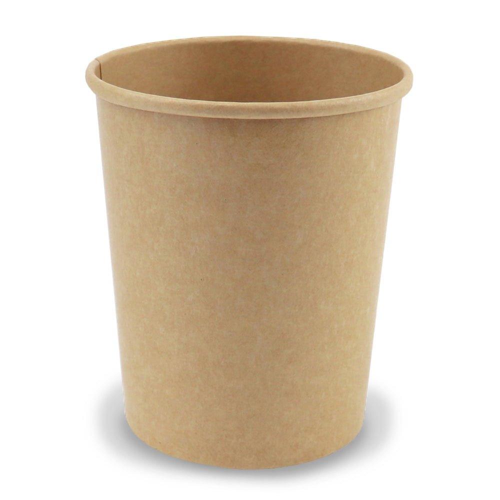 8 Oz. Disposable Brown Paper Soup Containers With Plastic Lids 