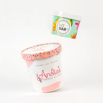 Trendy and on brand custom to go container and ice cream cup & lid