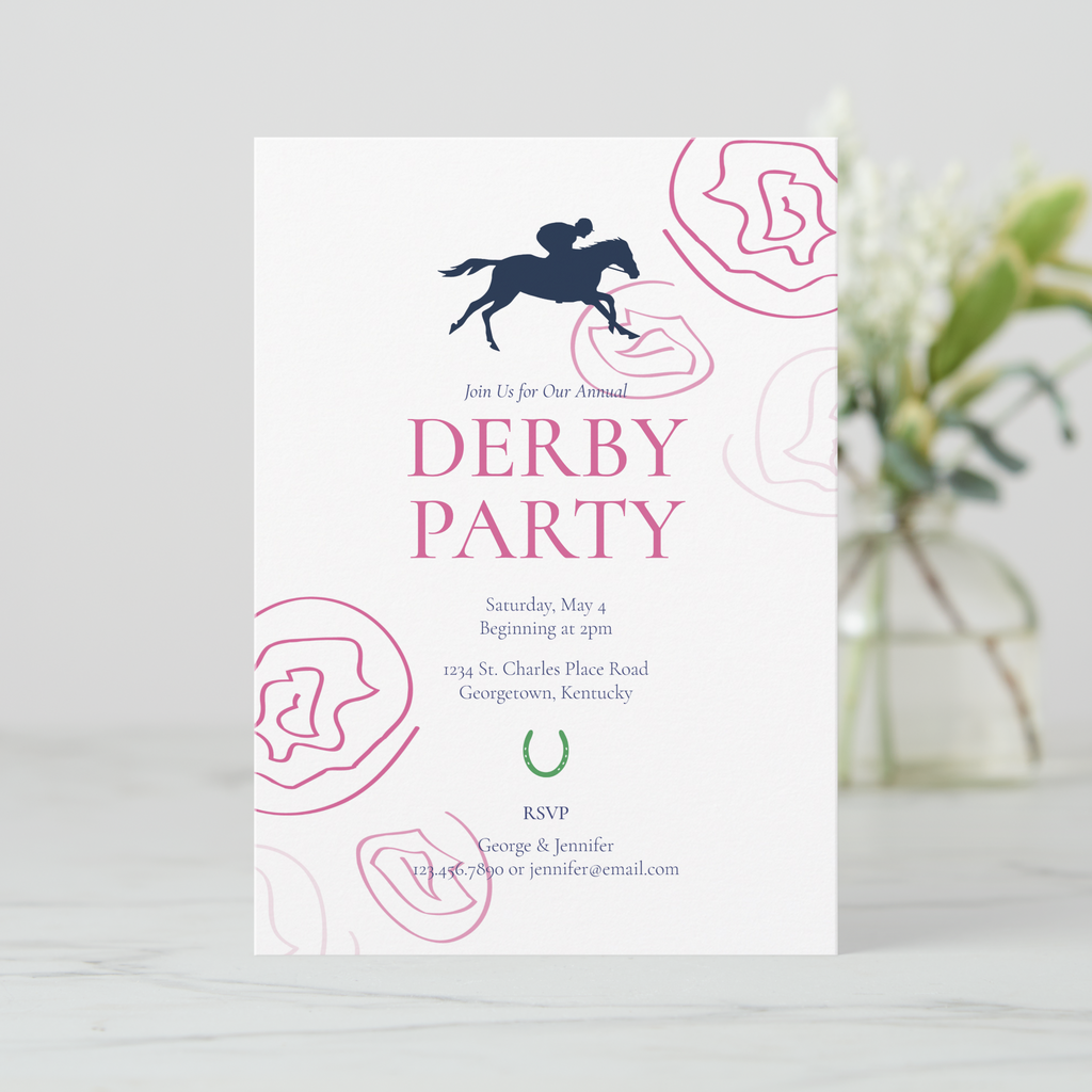 preppy derby party invitation, Meredith collie paper for Zazzle