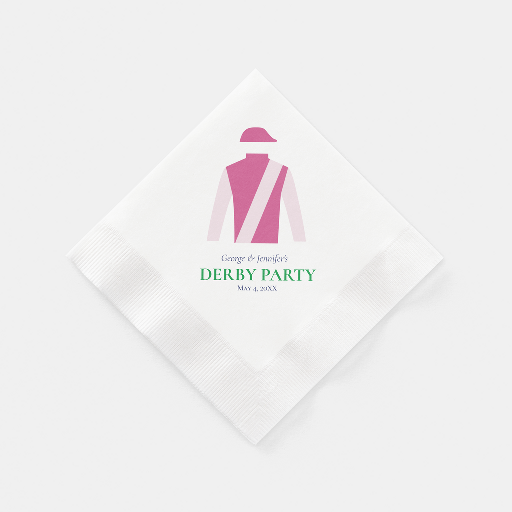 pink preppy jockey silks personalized derby party napkin