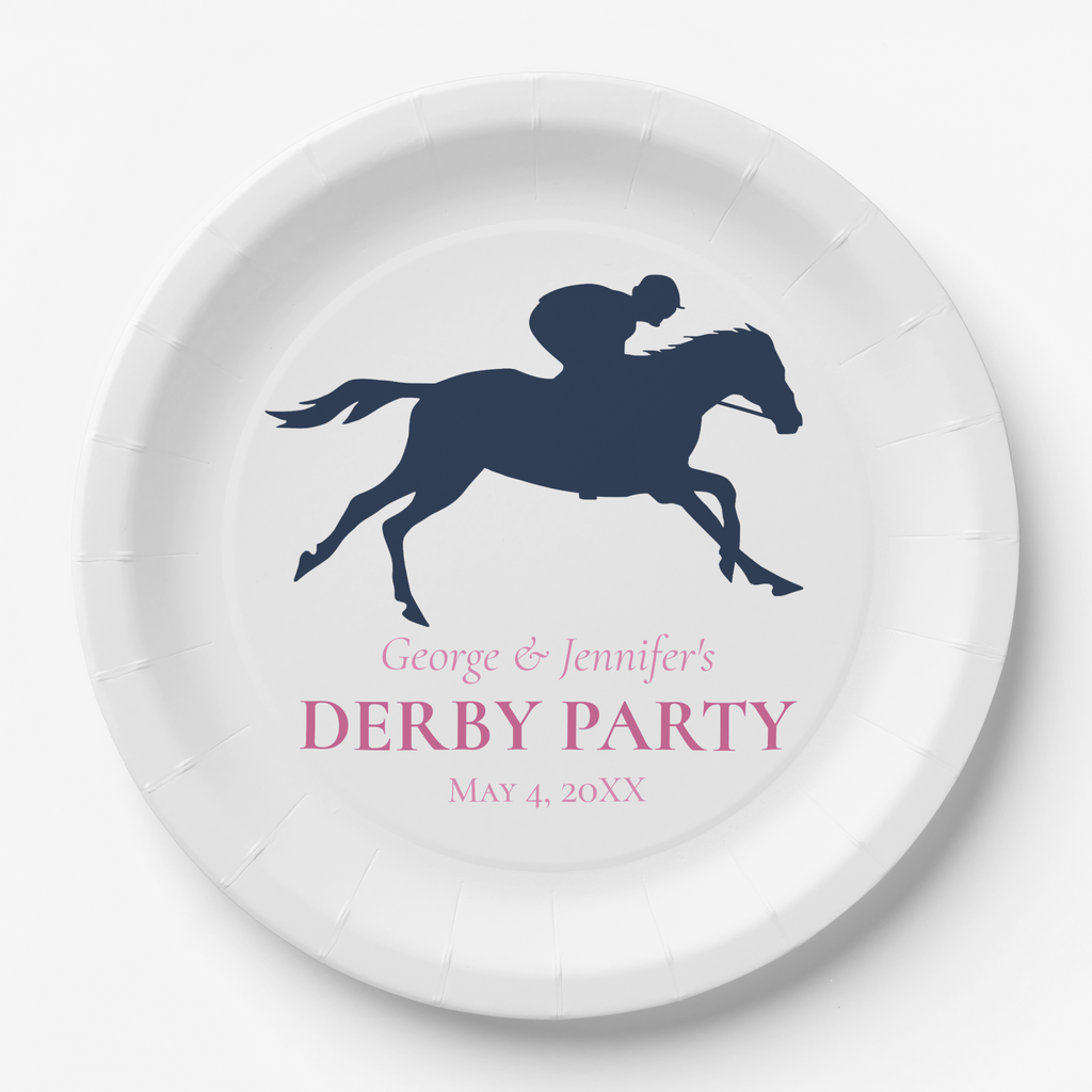 race horse silhouette personalized preppy derby party plates