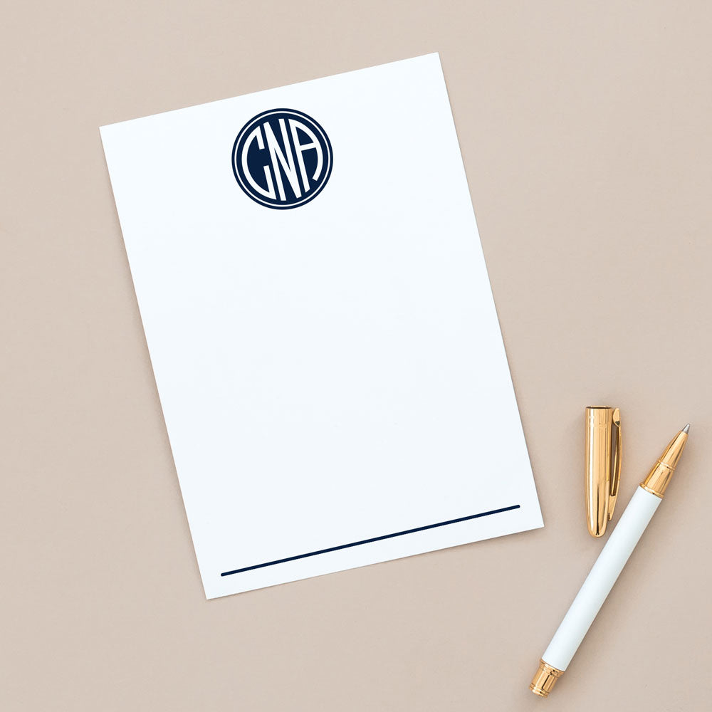 solid circle monogram flat stationery note cards