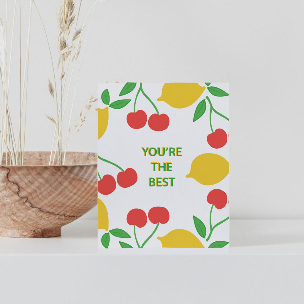 preppy lemons and cherries you're the best greeting card
