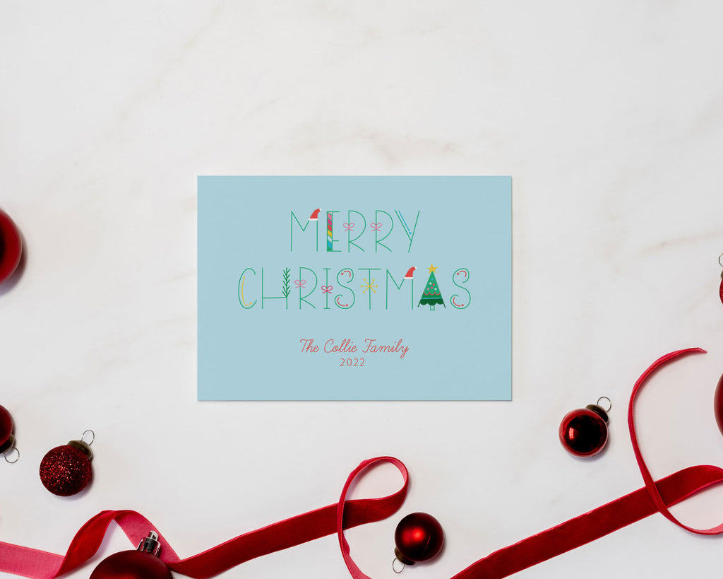 Merry Christmas, Personalized Large Greeting Card, Folded Holiday Card, Meredith Collie Paper