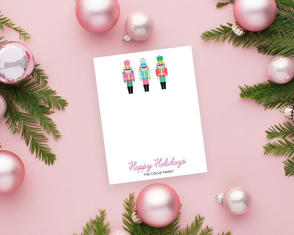 preppy nutcracker, personalized christmas stationery, flat note cards, meredith collie paper