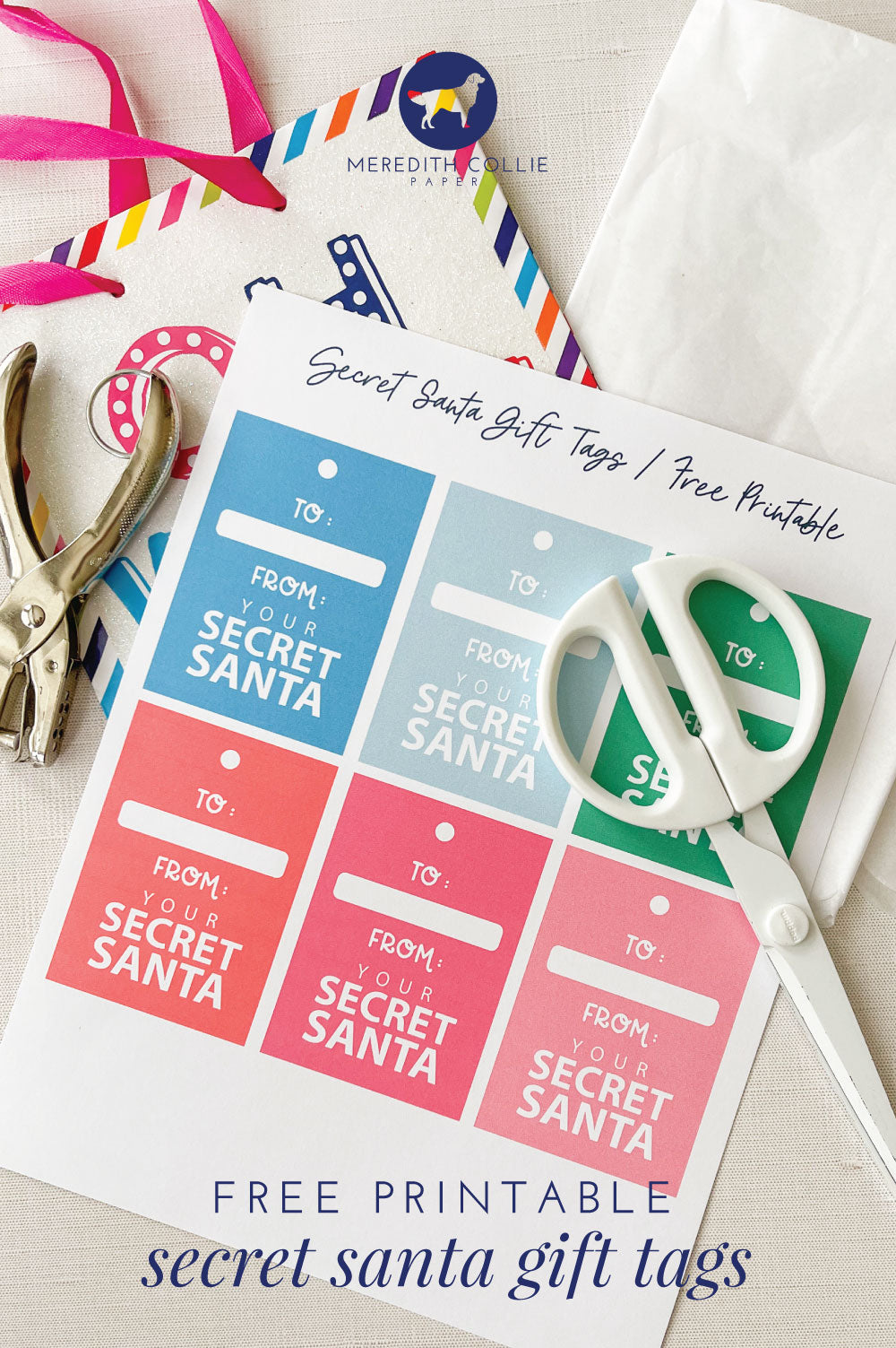 printable secret santa gift tags, free download, meredith collie paper