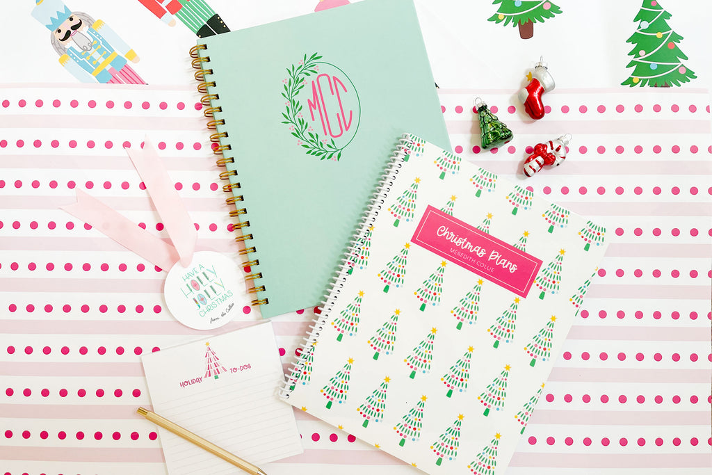 personalized holiday planner, monogram christmas planner, preppy christmas, five year planner