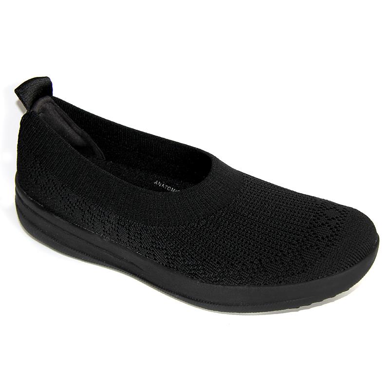 FitFlop Uberknit Slip-On Ballerina All Black | Coconut Creek Gift Shop Inc.