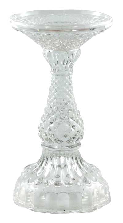 Twilight Collection - Bella Pillar Candle Holders – Clear: Large - 4"Ø x 8"H