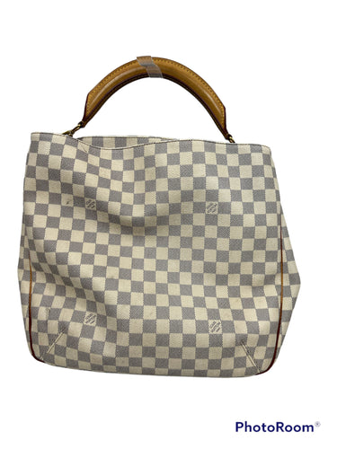 Pre-owned Louis Vuitton Blue/white Damier Azur Canvas Soffi Bag