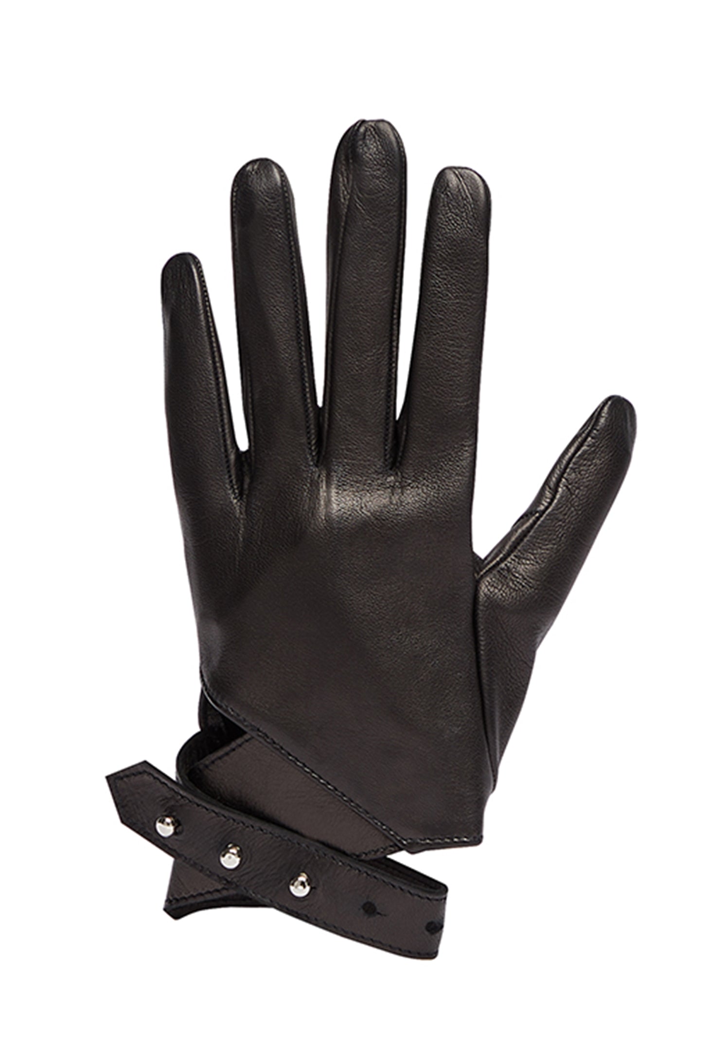 PRITCH ELEMENT Leather Cutout Gloves in Pitch Black