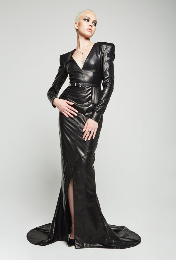 Ursula Faux Patent Leather Gown - Black | Fashion Nova, Dresses | Fashion  Nova