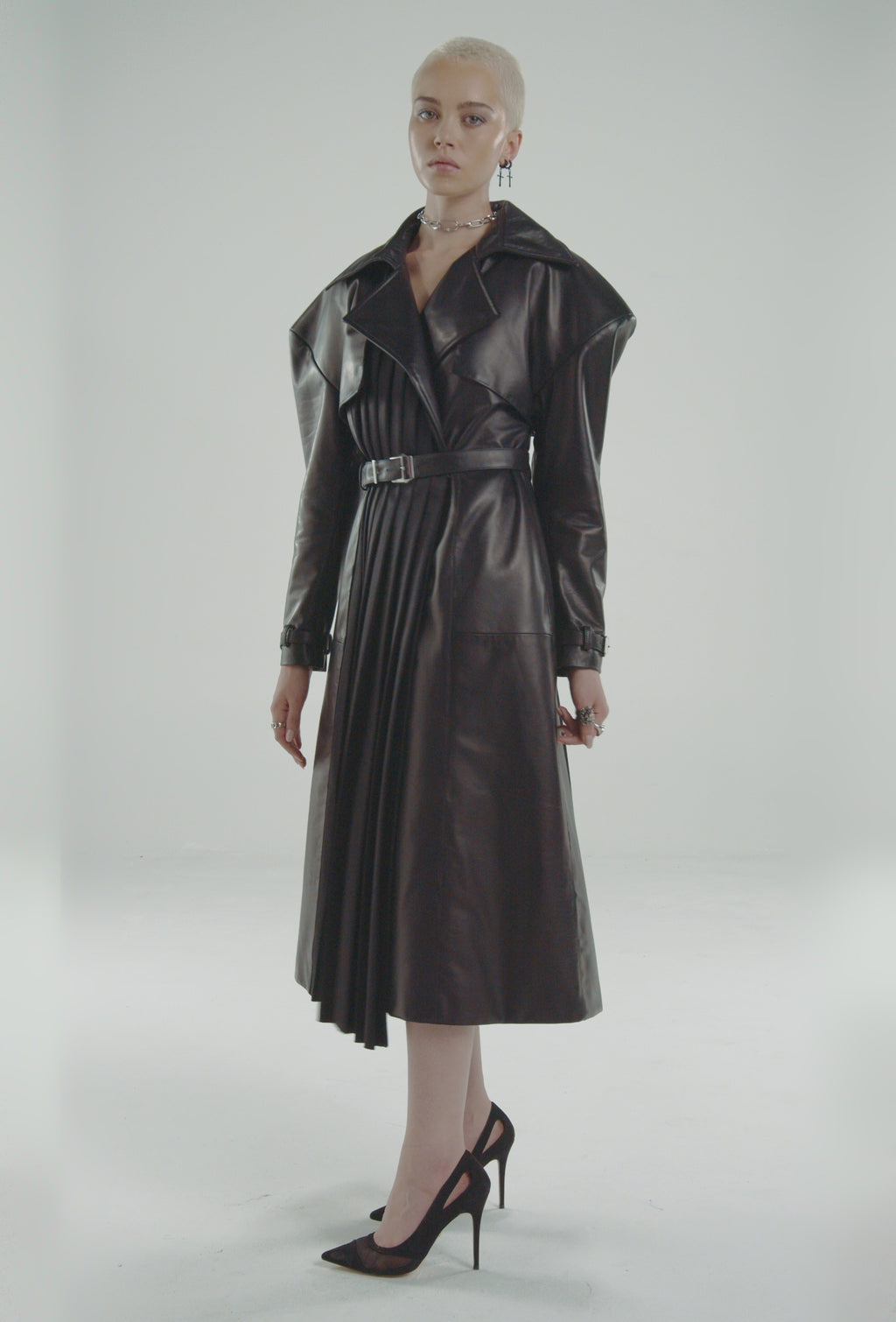 PRITCH DNA Trench Coat in Black Leather