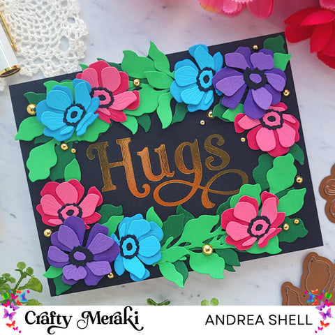 Floral Wreath Hugs card by Andrea Shell | Artisan Flora Wreath Builder Para-Dies by Crafty Meraki
