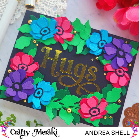 Floral Wreath Hugs card by Andrea Shell | Artisan Flora Wreath Builder Para-Dies by Crafty Meraki