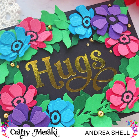 Floral Wreath Hugs card by Andrea Shell | Artisan Flora Wreath Builder Para-Dies by Crafty Meraki