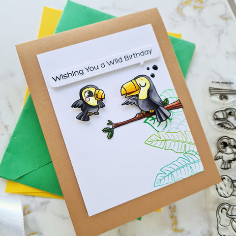 Toucan card, Tou the tropics Crafty Meraki, Bird card, cute card for birthday, CAS bird card, Quillish