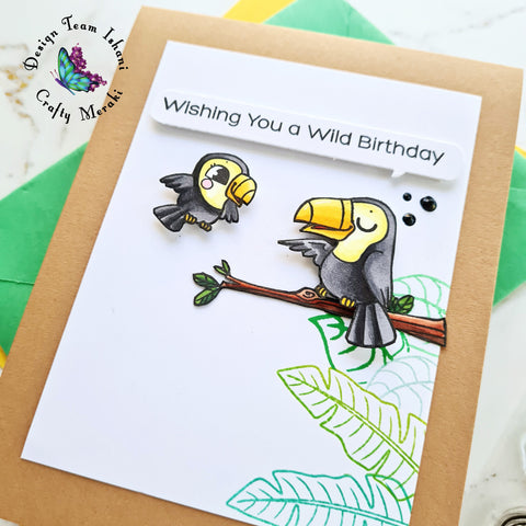 Toucan card, Tou the tropics Crafty Meraki, Bird card, cute card for birthday, CAS bird card, Quillish