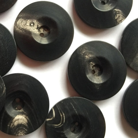 Textile Garden Buttons-4115-Black Horn with Natural Markings-25mm