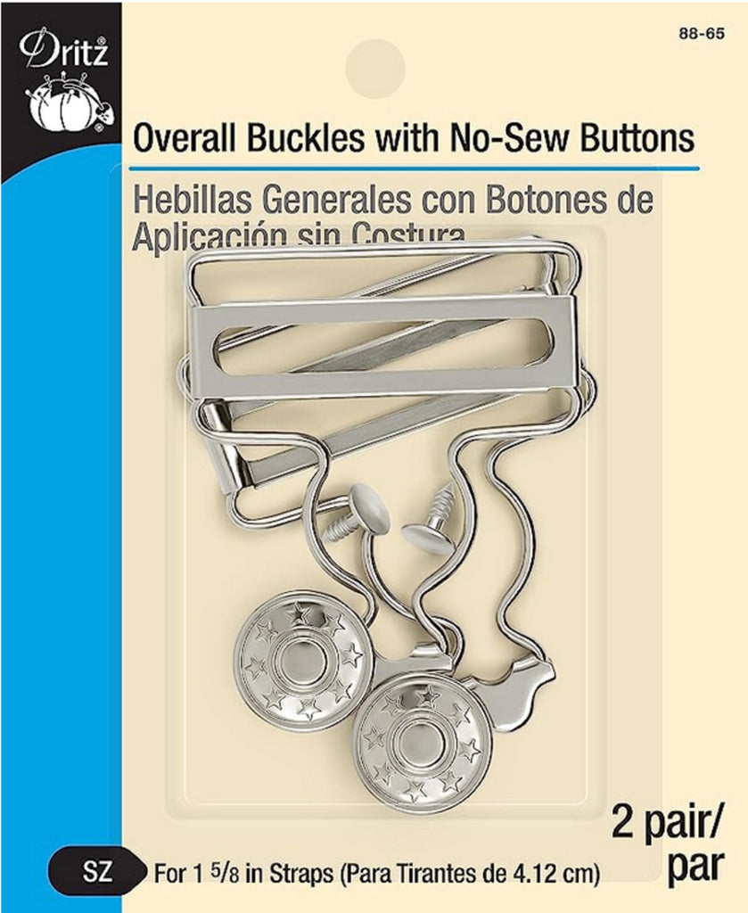 Nickel Overalls Buckles With No-Sew Buttons - 1 1/4