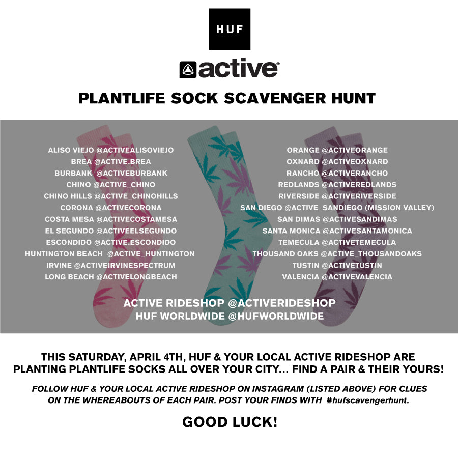 HUF PLANTLIFE SCAVENGER HUNT // ACTIVE RIDESHOP