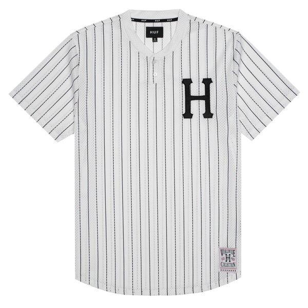 HUF Bronx Brown & White Henley Mesh Baseball Jersey