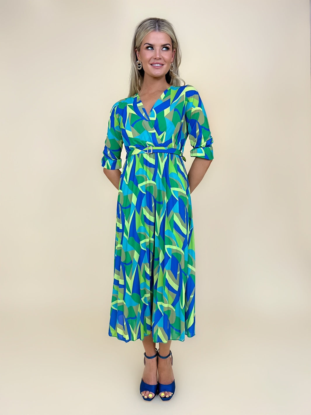 Kate & Pippa Positano Midi Dress In Green / Blue – Nicola Ross