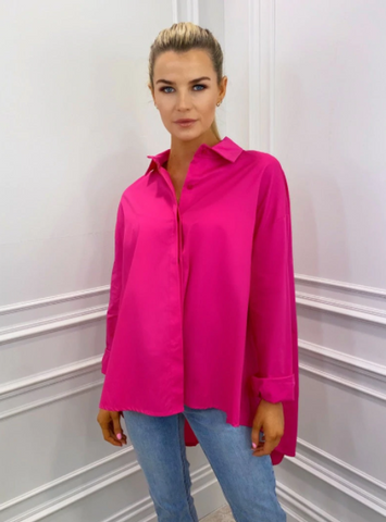 Ellie Oversized Boyfriend Shirt – Pink- Nicola Ross