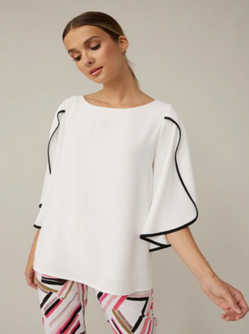 Joseph Ribkoff - Vanilla/Black Frill Hem Top