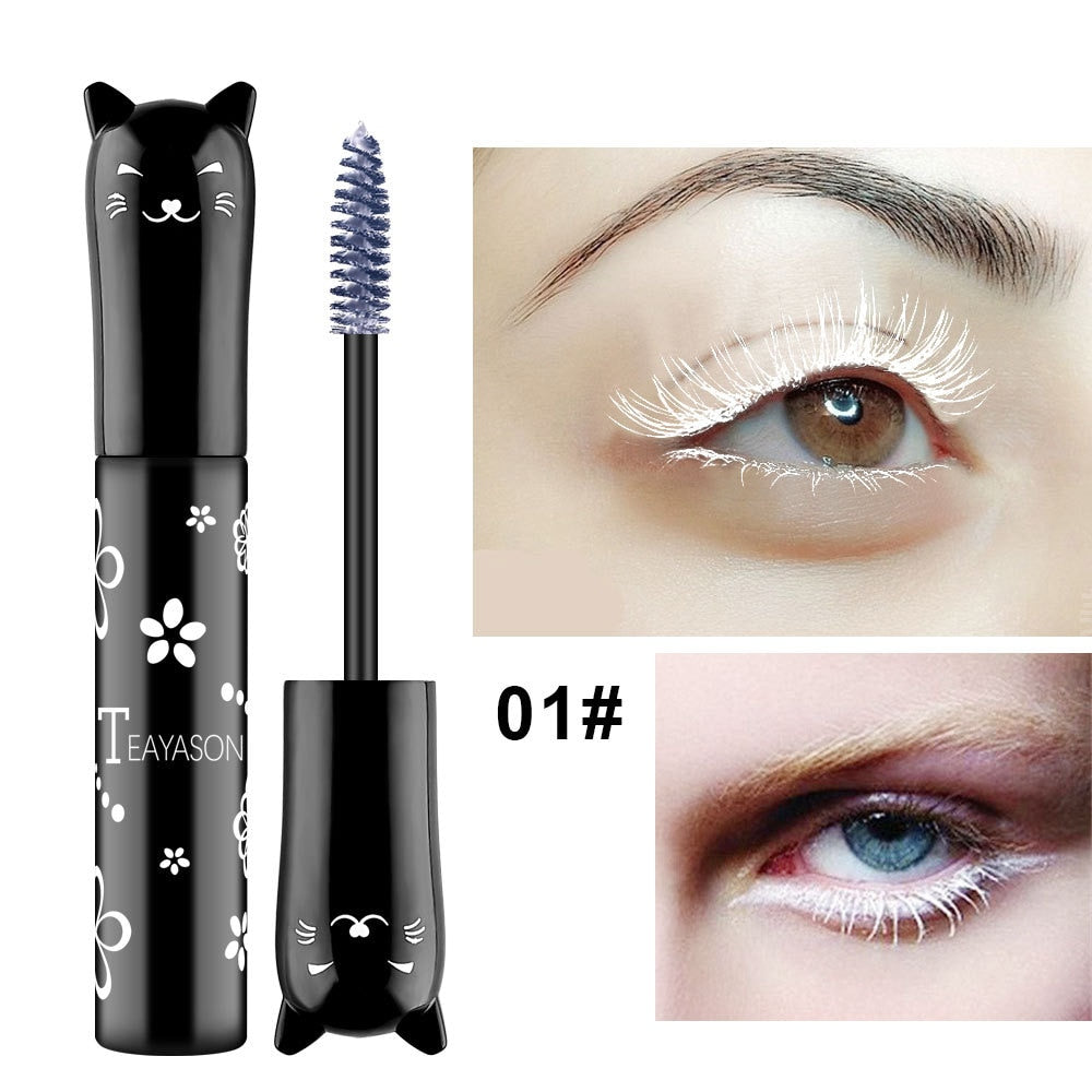 Traci K Beauty Cat Colored Fashion Sexy White Mascara Makeup 4D Silk Fiber Lash Mascara Waterproof Rimel 3d Mascara Extension Thick Long Curling Eyelash