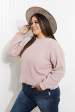 Load image into Gallery viewer, Heimish Losing Track Full Size Hem Detail Rib-Knit Sweater in Blush
