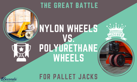 Comparison of Polyurethane and Nylon pallet jack wheels, highlighting pros and cons for informed decision-making in industrial settings.