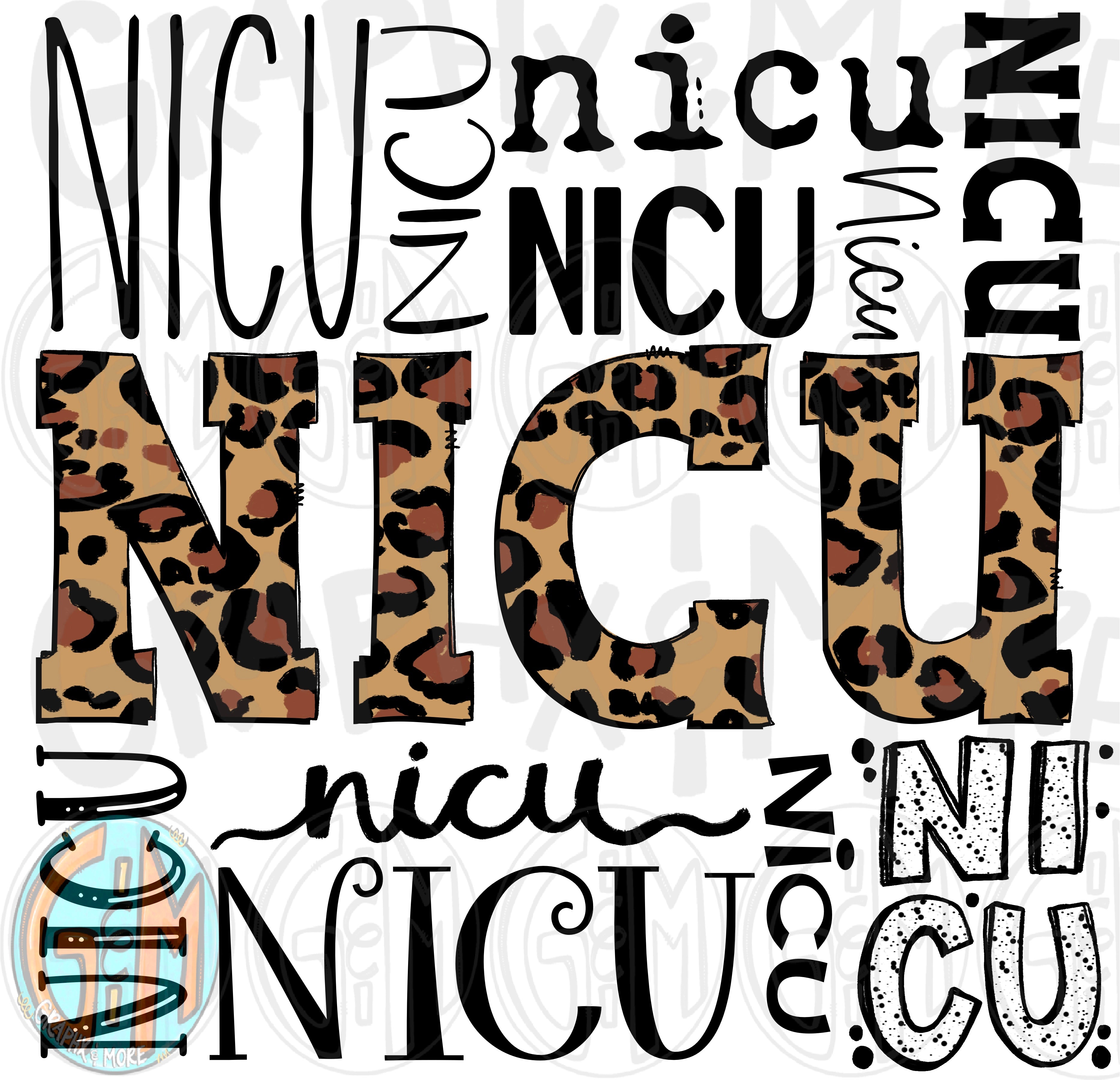 NICU Typography PNG | Sublimation Design | Hand Drawn