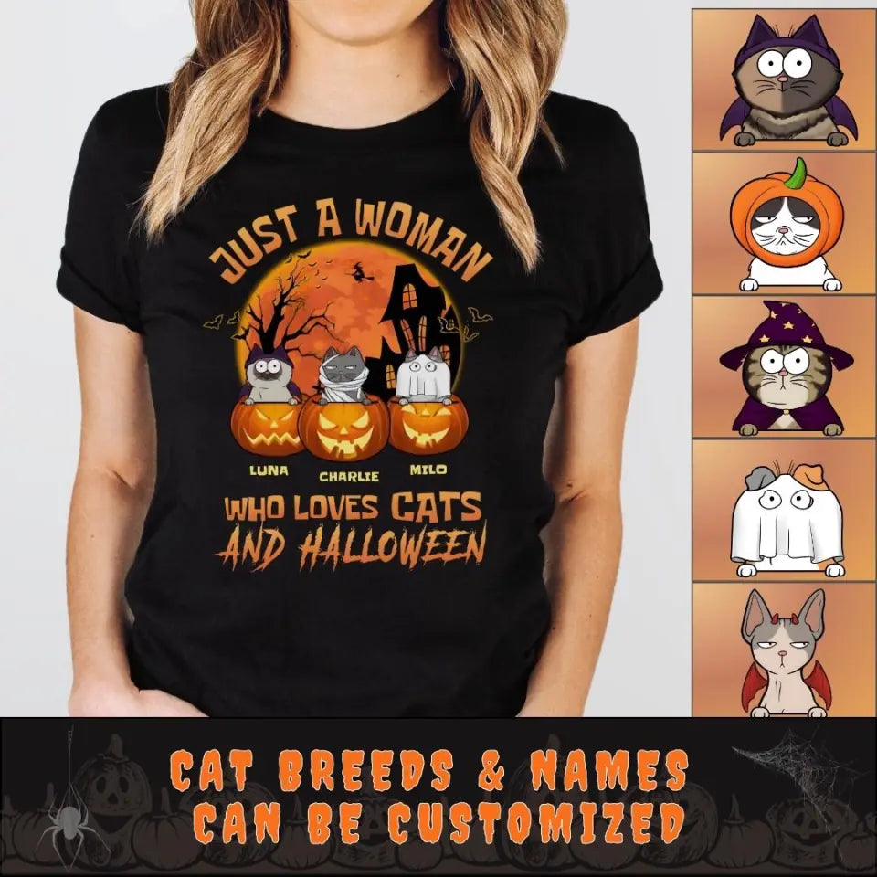 Woman & Cats - Personalized T-Shirt | Halloween Gift