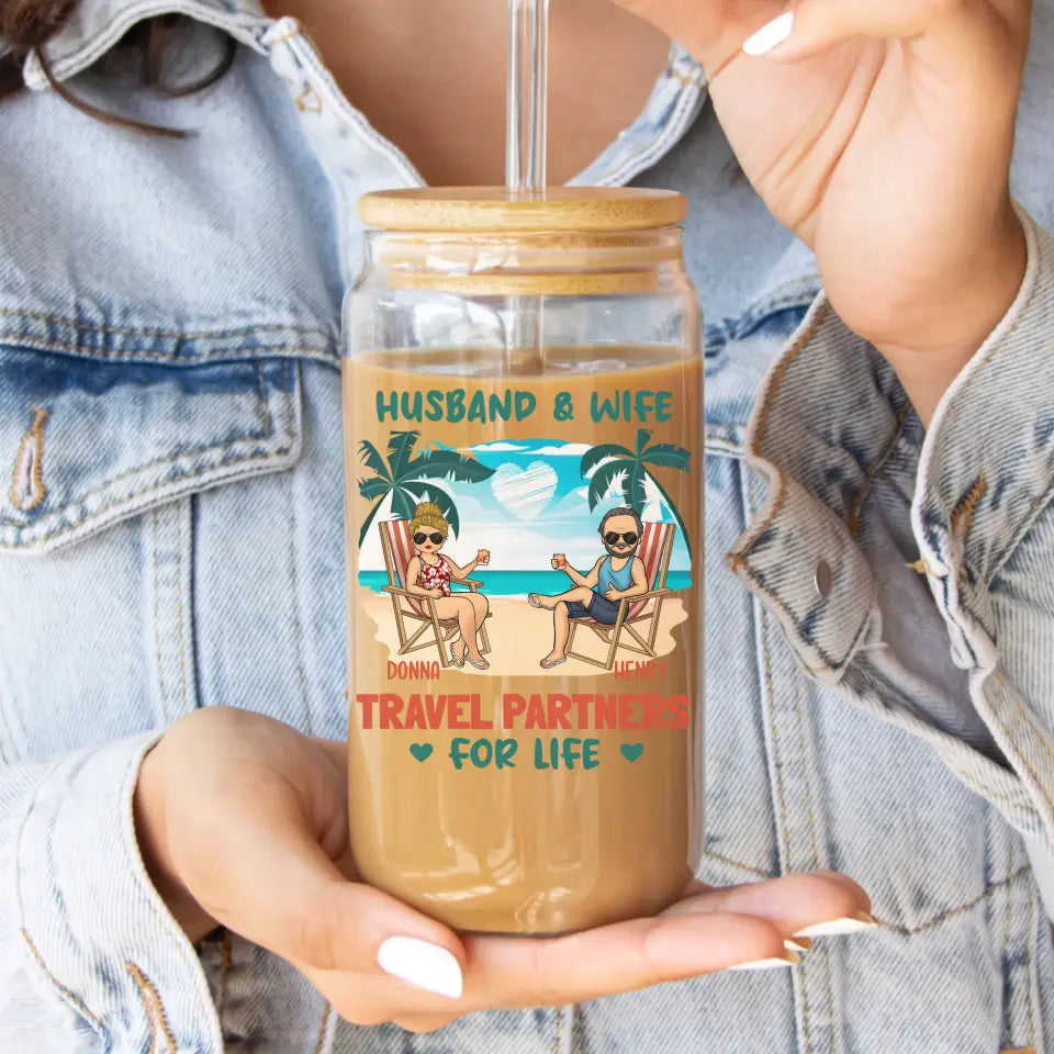 Partners for Life - Personalized Glass Can (16oz) | Couples Gift | Custom Tumbler