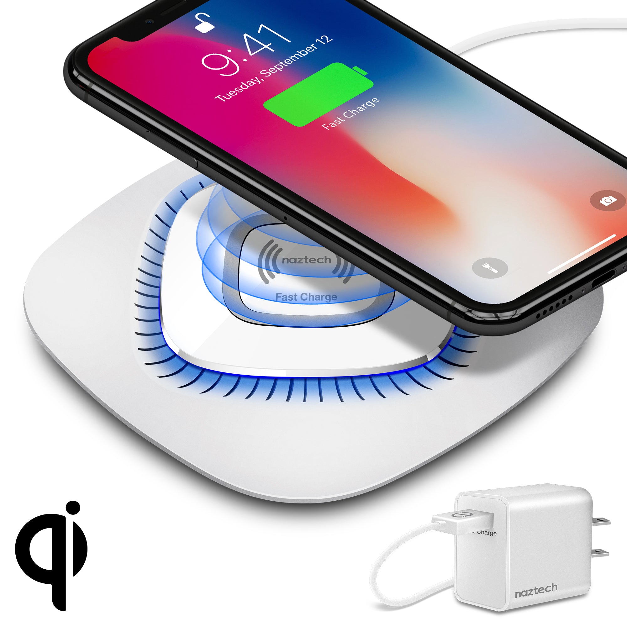Naztech Power Pad Qi Wireless Fast Charger - White – 
