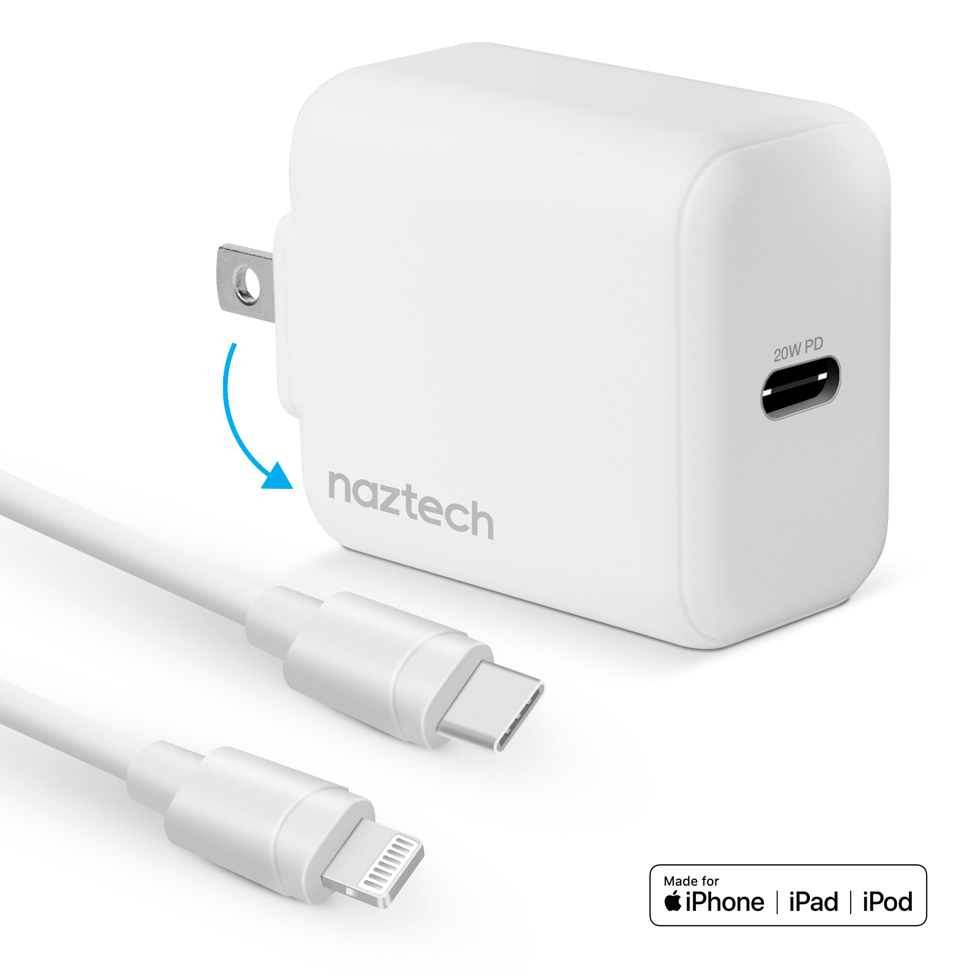 20W USB-C Wall w/ to Lightning Cable – Naztech.com