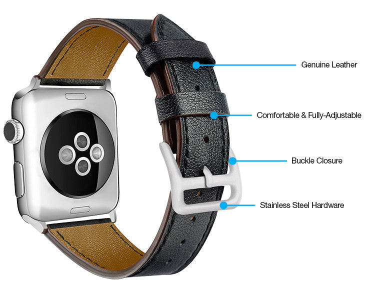 38/40mm Black LiteHide™ Leather Bands for Apple Watches® - S380012