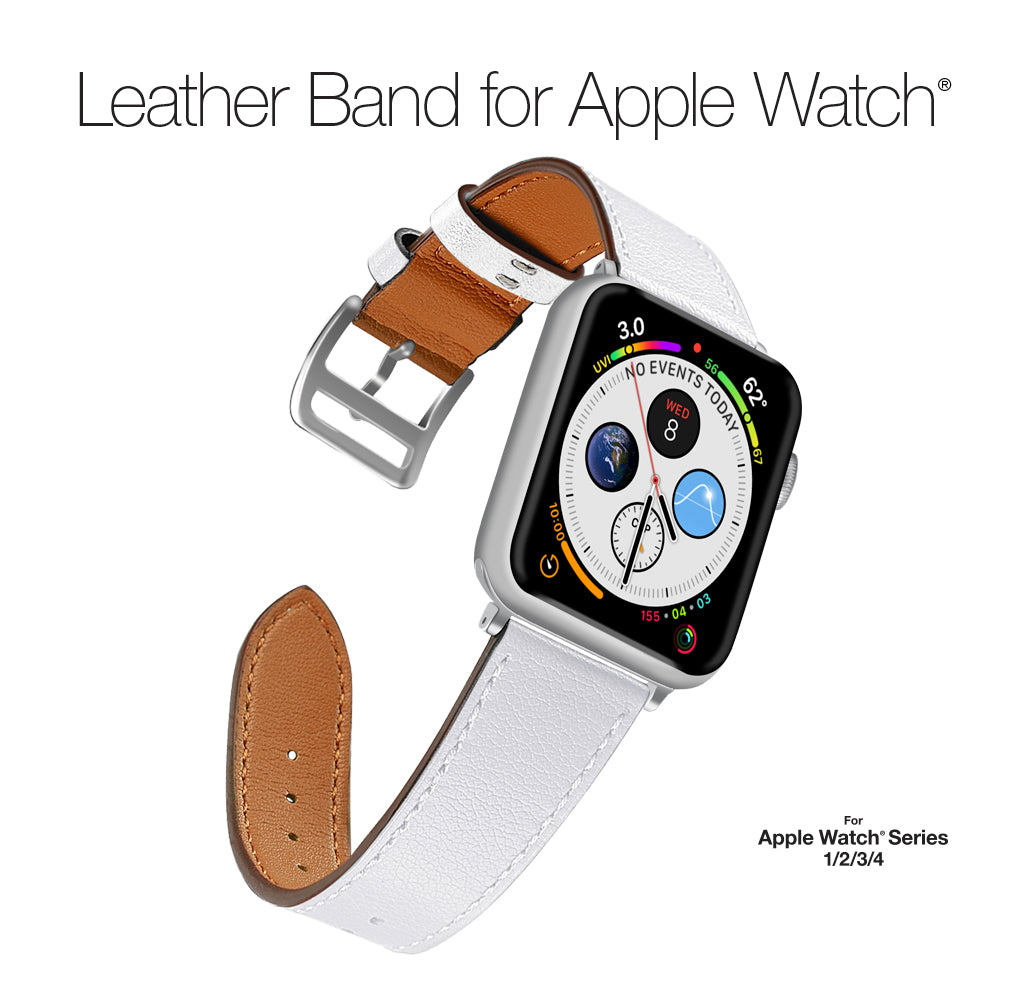 Leather Apple Watch Band - White (42/44mm) | Naztech – Naztech 