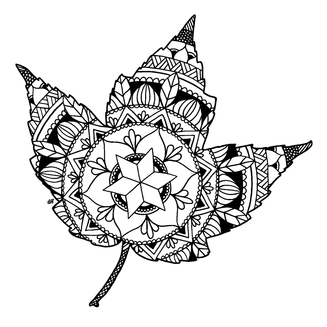 Download Free Maple Leaf Mandala Downloadable Coloring Page Nourish Designs