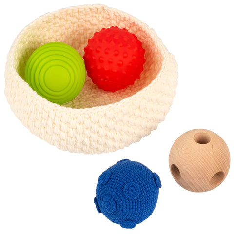 „Educo“: Pajuskite rutulį „Montessori“ kūdikių jutimo kamuolio krepšelis